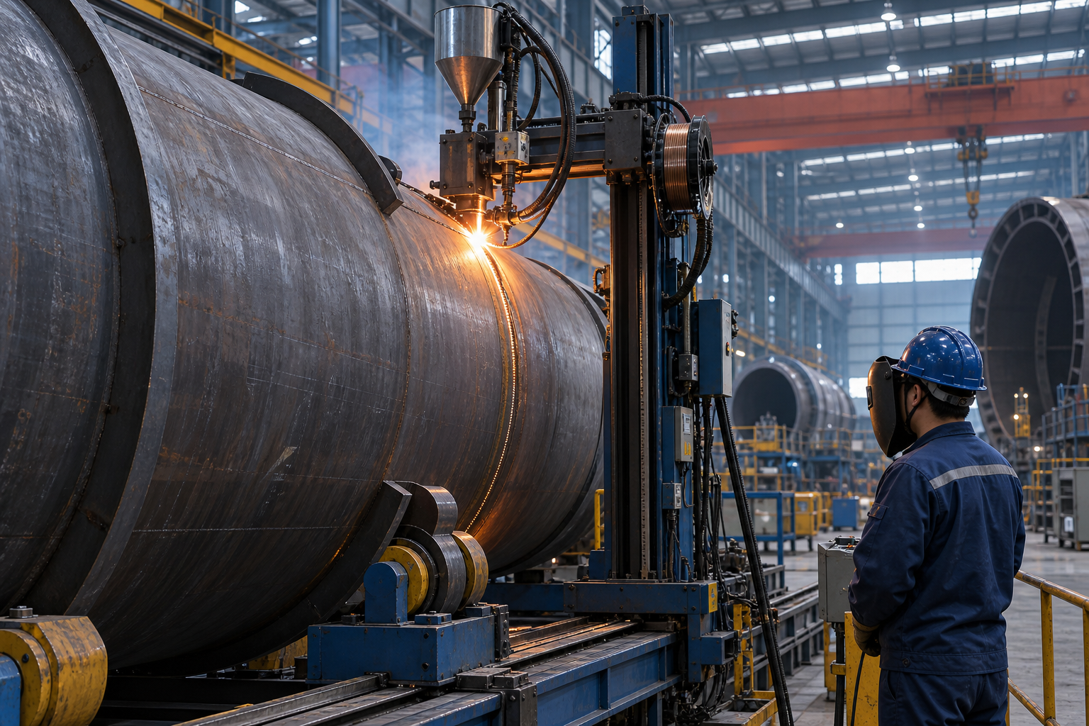 Automated welding in a Chinese heavy equipment manufacturing facility